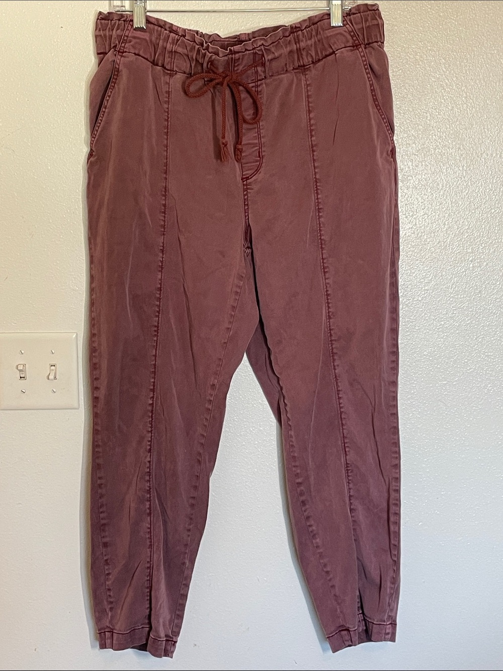 Westbound Maroon Straight-Leg Drawstring Pants